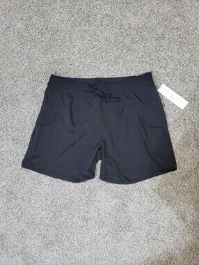 Adrienne Vittadini Sport Womens Large Black Athletic Athleisure Shorts Pockets
